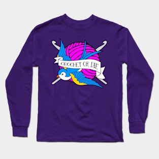 Colourful, Tattoo inspired Design for People who Love to Crochet Long Sleeve T-Shirt